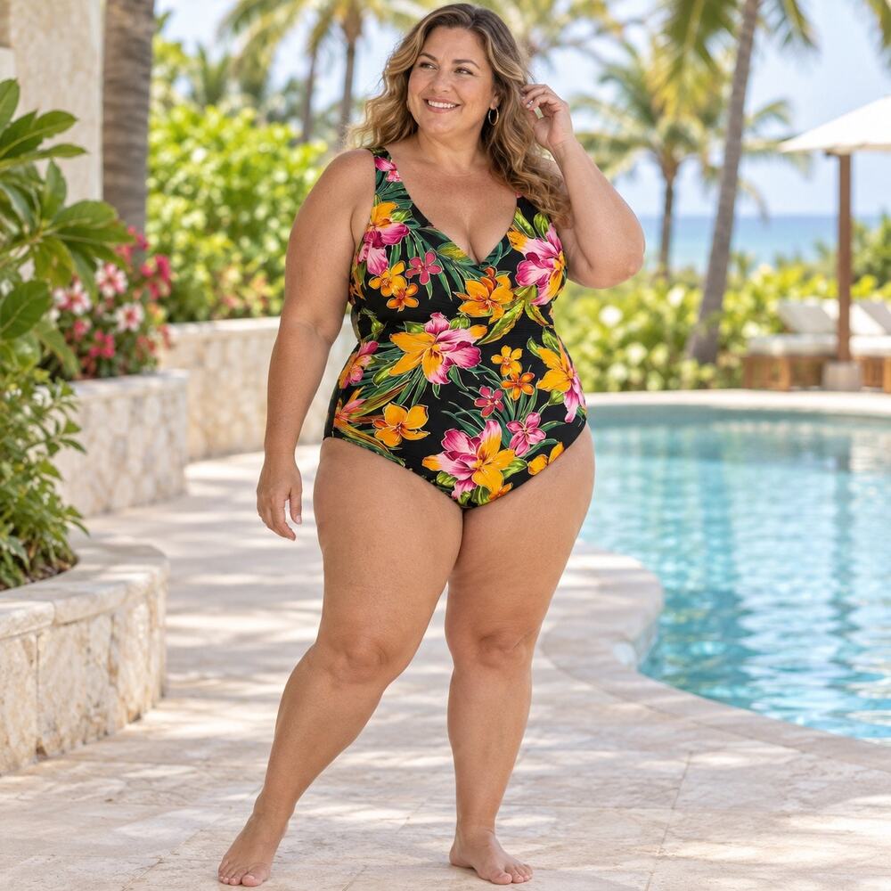 Islander Tropical Floral One Piece Swimsuit 24W